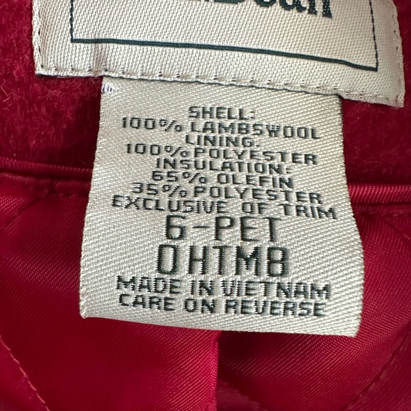 LL Bean Women’s Lambswool Red Thinsulate Insulated Peacoat Size 6P - Picture 4 of 8